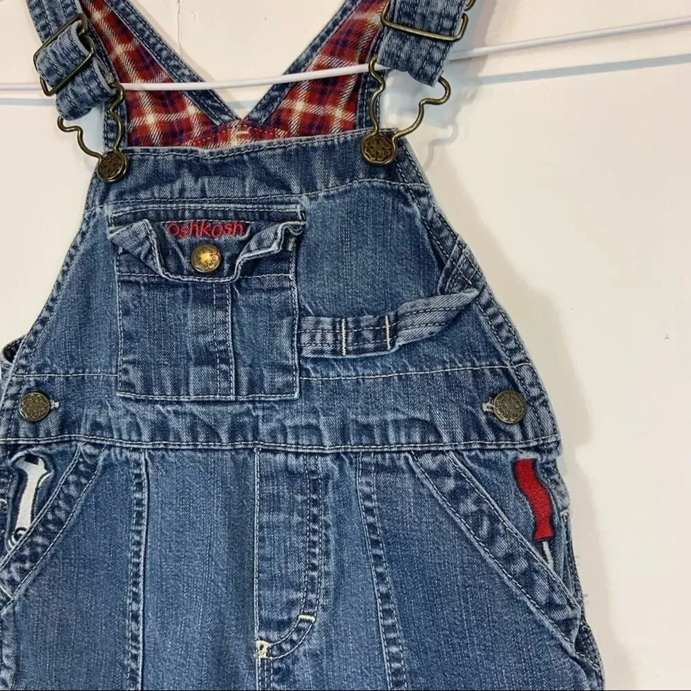 Vintage OshKosh B'Gosh Denim Overalls Tool Embroidery Size 18 Months